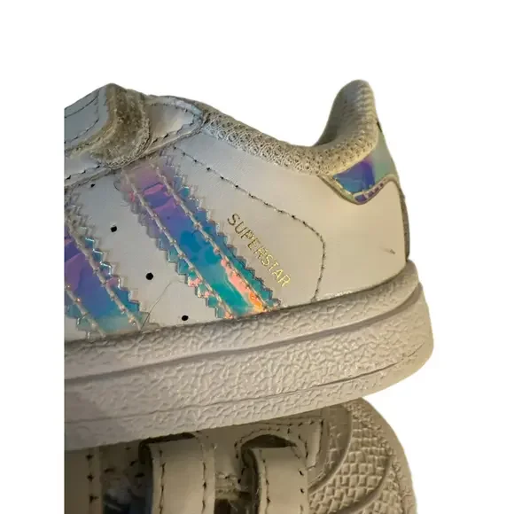 Baby Adidas Superstar Sneakers 5 White Iridescent - Picture 6 of 8